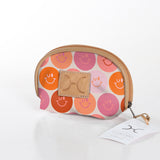 Baby Dummy Bag | Laminated Fabric with Genuine Leather Smiley - Blush / Chunky Zip (new) Make Up Fabric Bag by Thandana