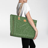 Beach Bag Large | Laminated Fabric Cheetah - Olive / Chunky Zip Utility Shopper Bag by Thandana