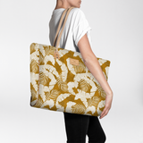 Beach Bag Large | Laminated Fabric Fauna - Earth / Chunky Zip Utility Shopper Bag by Thandana