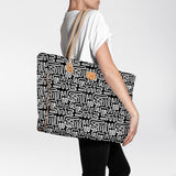 Beach bag large | laminated fabric - geo - black / chunky zip - utility shopper bag