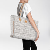 Beach Bag Large | Laminated Fabric Geo - Moonstruck / Chunky Zip Utility Shopper Bag by Thandana