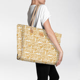 Beach Bag Large | Laminated Fabric Geo - Sand / Chunky Zip Utility Shopper Bag by Thandana