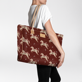 Beach Bag Large | Laminated Fabric Midnight Pony - Cherry / Chunky Zip Utility Shopper Bag by Thandana