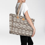 Beach Bag Large | Laminated Fabric Python - Moody / Chunky Zip Utility Shopper Bag by Thandana