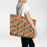 Beach Bag Large | Laminated Fabric Smiley - Jet / Chunky Zip Utility Shopper Bag by Thandana