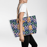 Beach Bag Medium | Laminated Fabric Checker - Jet / Chunky Zip Utility Shopper Bag by Thandana