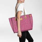 Beach Bag Medium | Laminated Fabric Cheetah - Pink / Chunky Zip Utility Shopper Bag by Thandana
