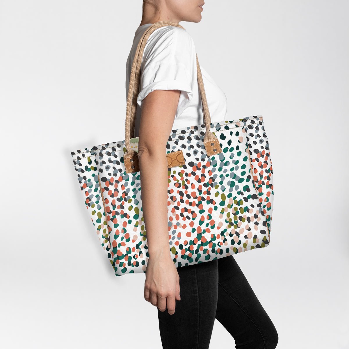 Beach Bag Medium | Laminated Fabric Confetti - All About / Chunky Zip Utility Shopper Bag by Thandana