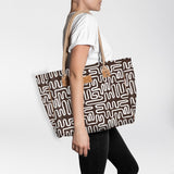 Beach Bag Medium | Laminated Fabric Geo - Black / Chunky Zip Utility Shopper Bag by Thandana