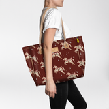 Beach Bag Medium | Laminated Fabric Midnight Pony - Cherry / Chunky Zip Utility Shopper Bag by Thandana