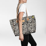 Beach Bag Medium | Laminated Fabric Nomad Stripe - Pitch / Chunky Zip Utility Shopper Bag by Thandana
