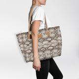 Beach Bag Medium | Laminated Fabric Python - Moody / Chunky Zip Utility Shopper Bag by Thandana