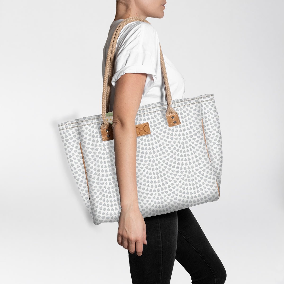 Beach Bag Medium | Laminated Fabric Scale Away with me - Moonstruck / Chunky Zip Utility Shopper Bag by Thandana