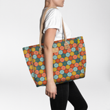 Beach Bag Medium | Laminated Fabric Smiley - Jet / Chunky Zip Utility Shopper Bag by Thandana
