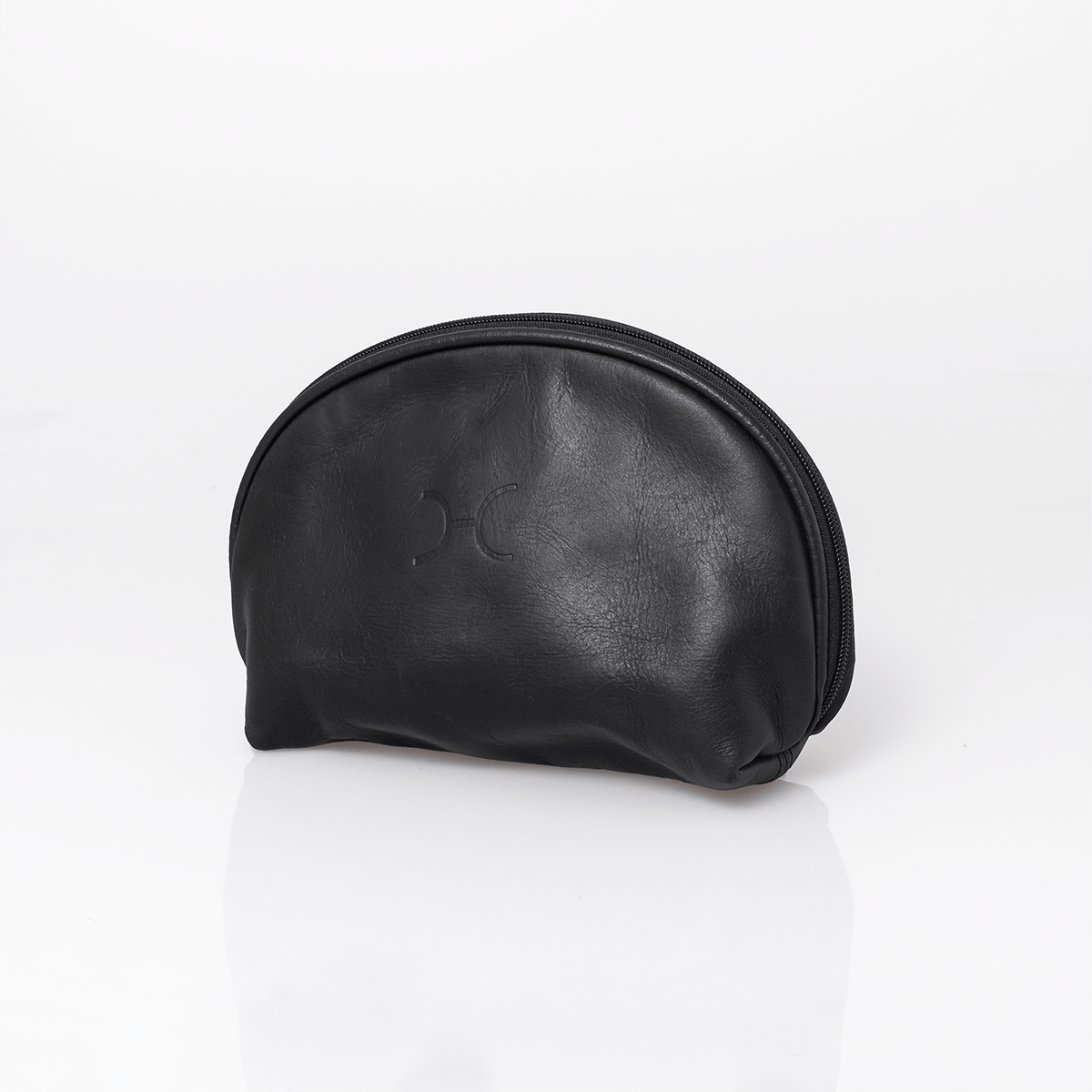 Big Mouth Bag | Genuine Leather Black Leather Makeup Bag by Thandana