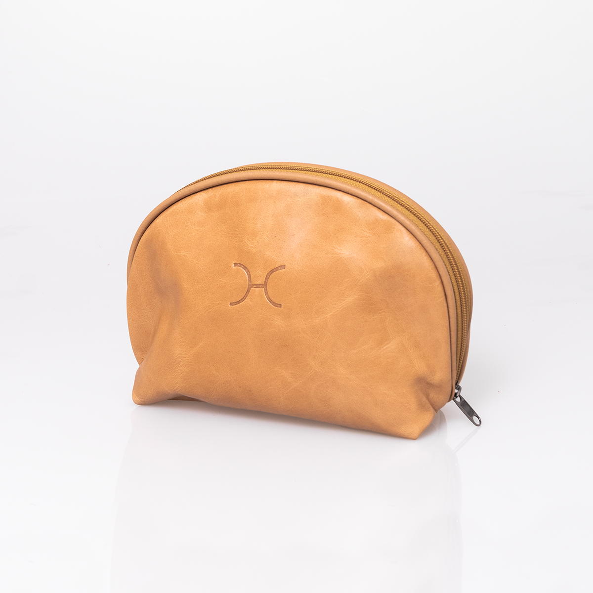 Big Mouth Bag | Genuine Leather | Corporate Hazelnut Leather Makeup Bag by Thandana
