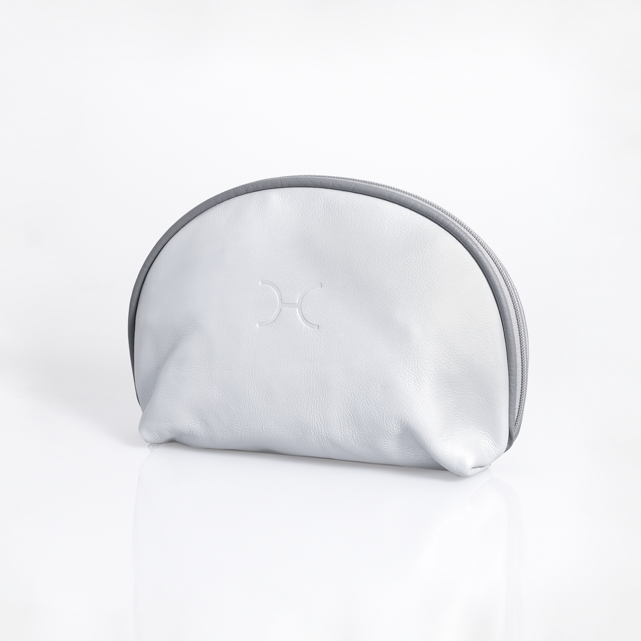 Big Mouth Bag | Genuine Leather | Corporate Silver Leather Makeup Bag by Thandana