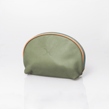 Big Mouth Bag | Genuine Leather Green Leather Makeup Bag by Thandana