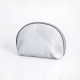 Big Mouth Bag | Genuine Leather Silver Leather Makeup Bag by Thandana