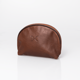 Big Mouth Bag | Genuine Leather Tobac Leather Makeup Bag by Thandana