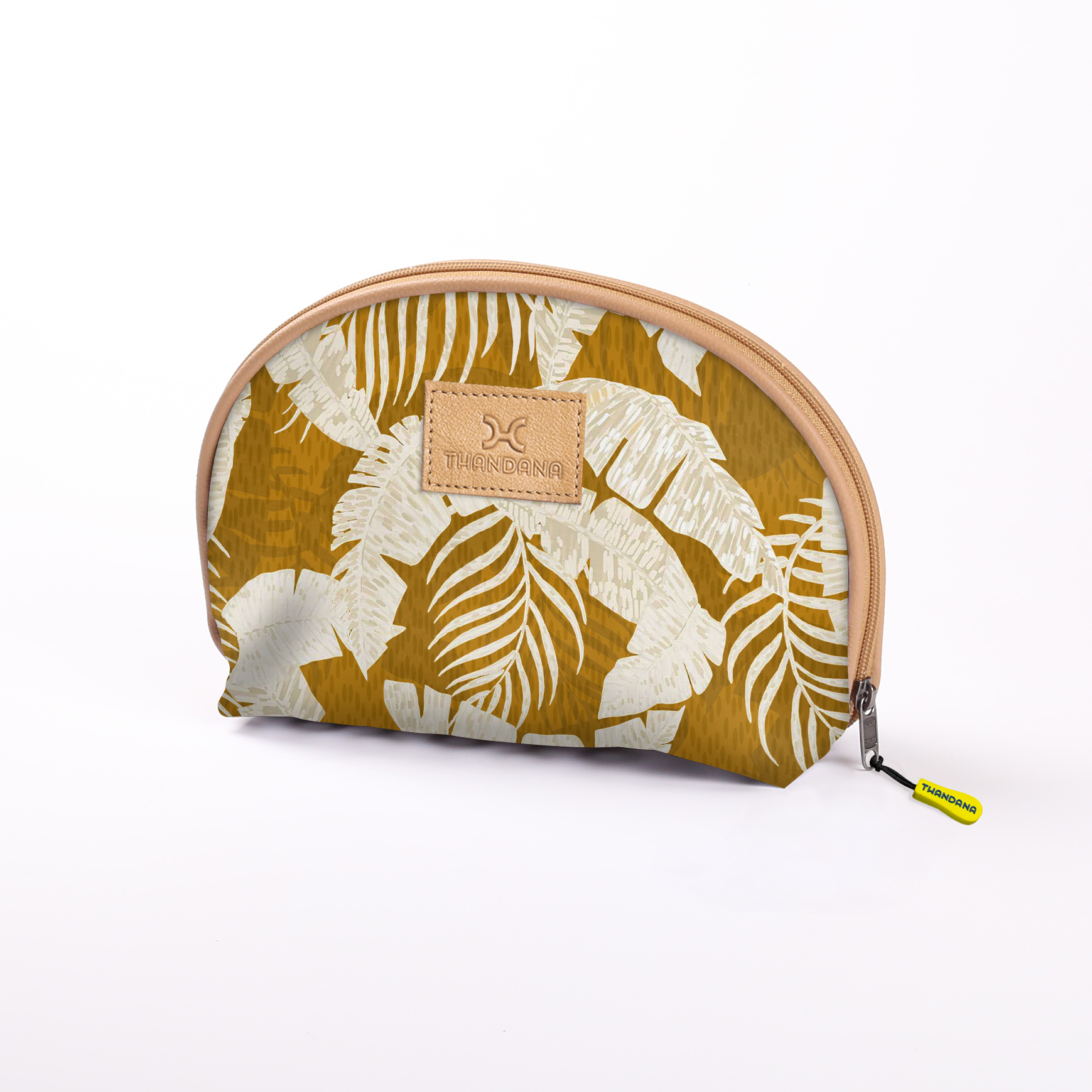 Big Mouth Bag | Laminated Fabric Fauna - Earth / Chunky Zip Make Up Fabric Bag by Thandana