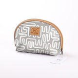 Big Mouth Bag | Laminated Fabric Geo - Moonstruck / Chunky Zip Make Up Fabric Bag by Thandana