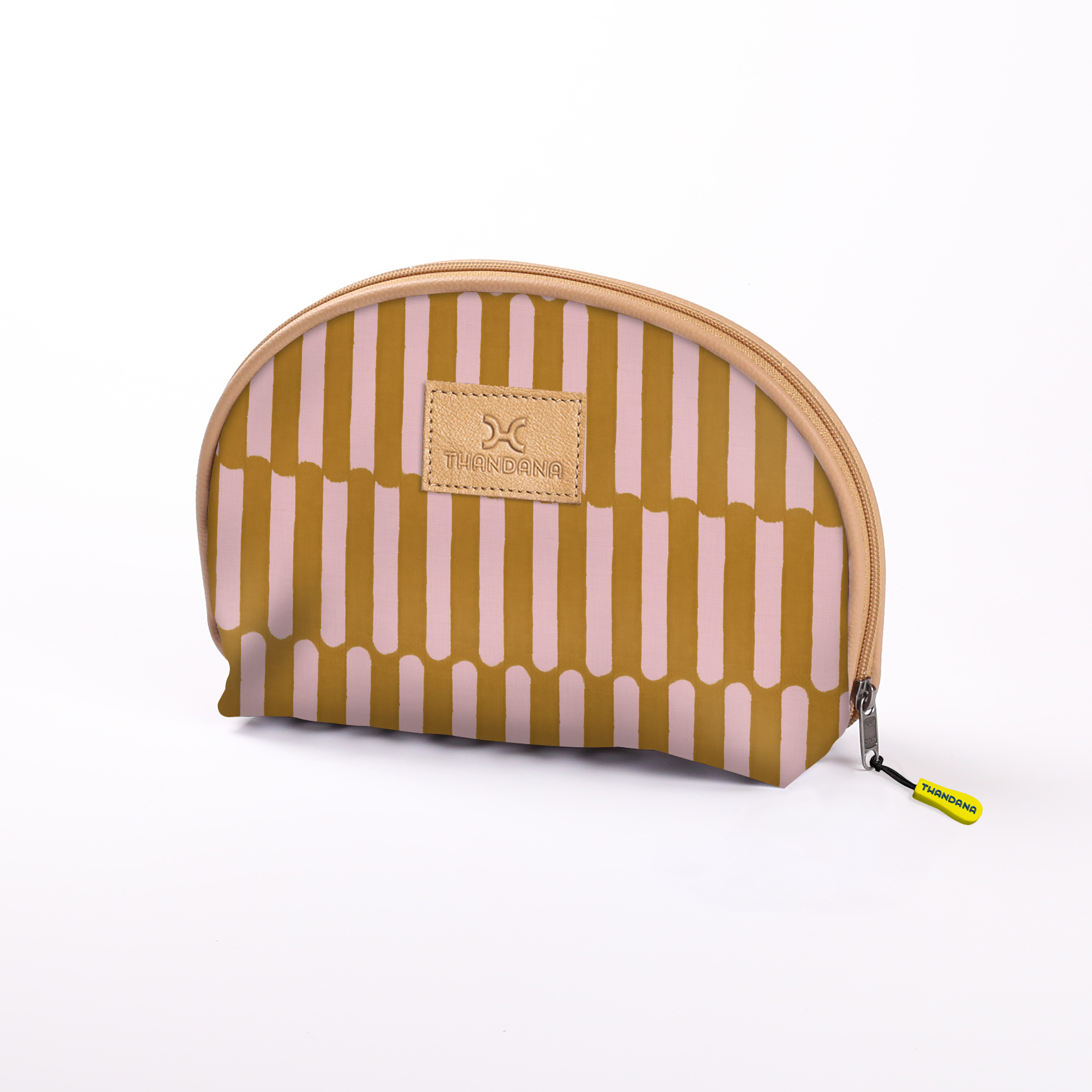 Big Mouth Bag | Laminated Fabric Indie - Sunset / Chunky Zip Make Up Fabric Bag by Thandana