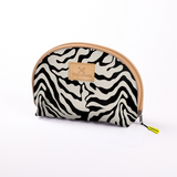 Big Mouth Bag | Laminated Fabric Nomad Stripe - Pitch / Chunky Zip Make Up Fabric Bag by Thandana