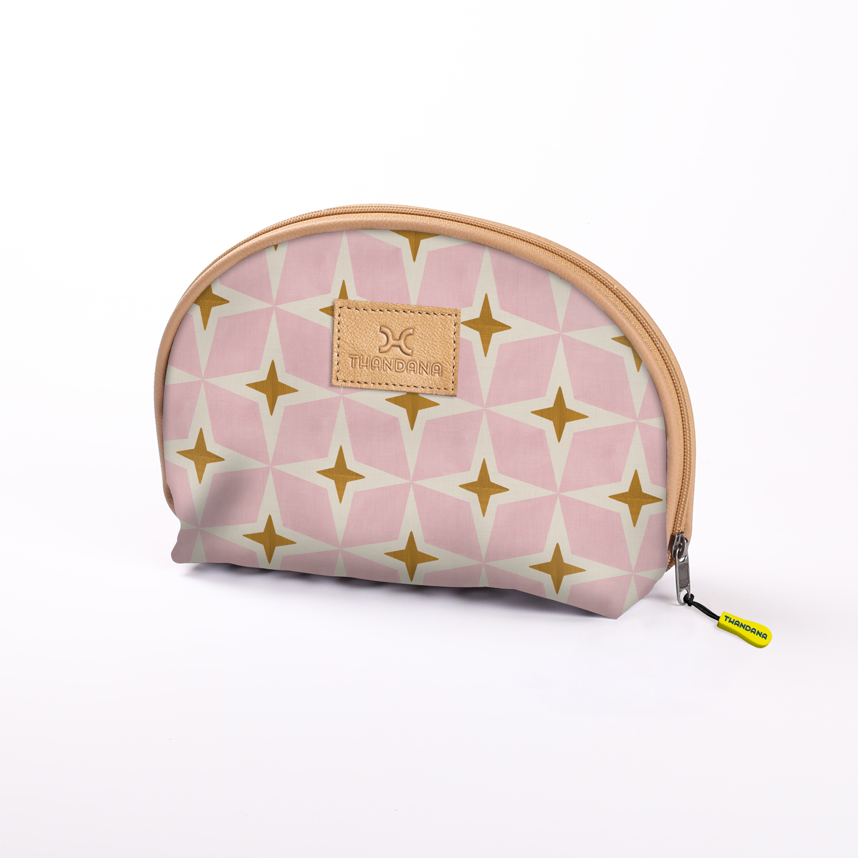 Big Mouth Bag | Laminated Fabric Nova - Blush / Chunky Zip Make Up Fabric Bag by Thandana