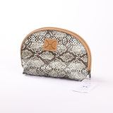 Big Mouth Bag | Laminated Fabric Python - Moody / Chunky Zip Make Up Fabric Bag by Thandana