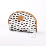 Big Mouth Bag | Laminated Fabric Seeds - White / Chunky Zip Make Up Fabric Bag by Thandana