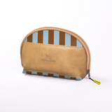 Big Mouth Extender Bag | Laminated Fabric Coastal Stripe - Blue / Chunky Zip Make Up Fabric Bag by Thandana