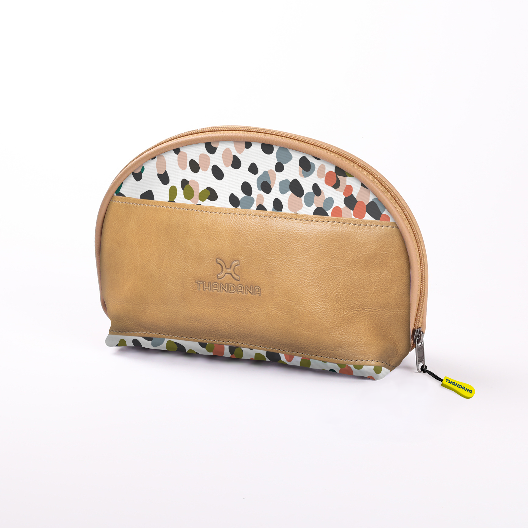Big Mouth Extender Bag | Laminated Fabric Confetti - All About / Chunky Zip Make Up Fabric Bag by Thandana