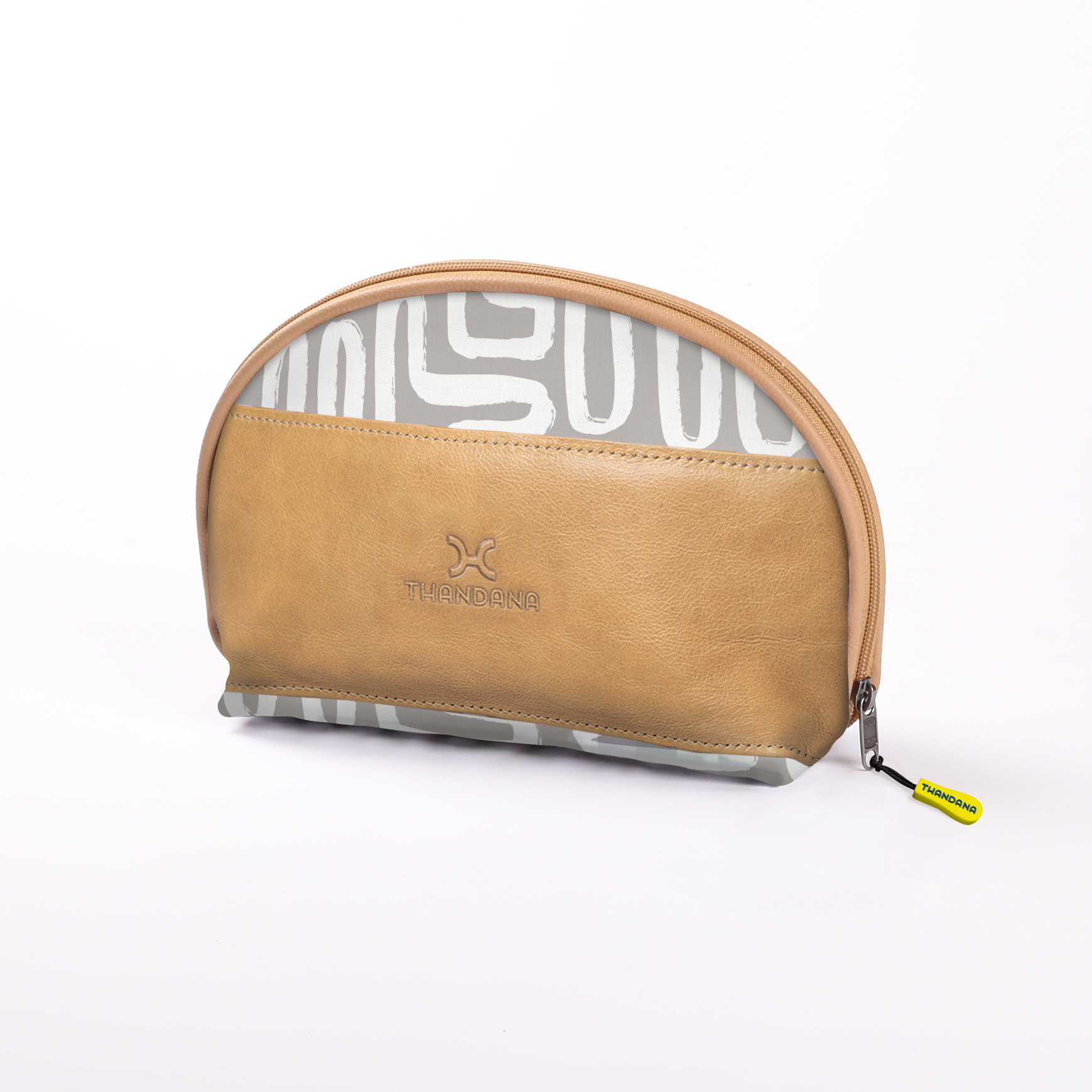 Big Mouth Extender Bag | Laminated Fabric Geo - Moonstruck / Chunky Zip Make Up Fabric Bag by Thandana