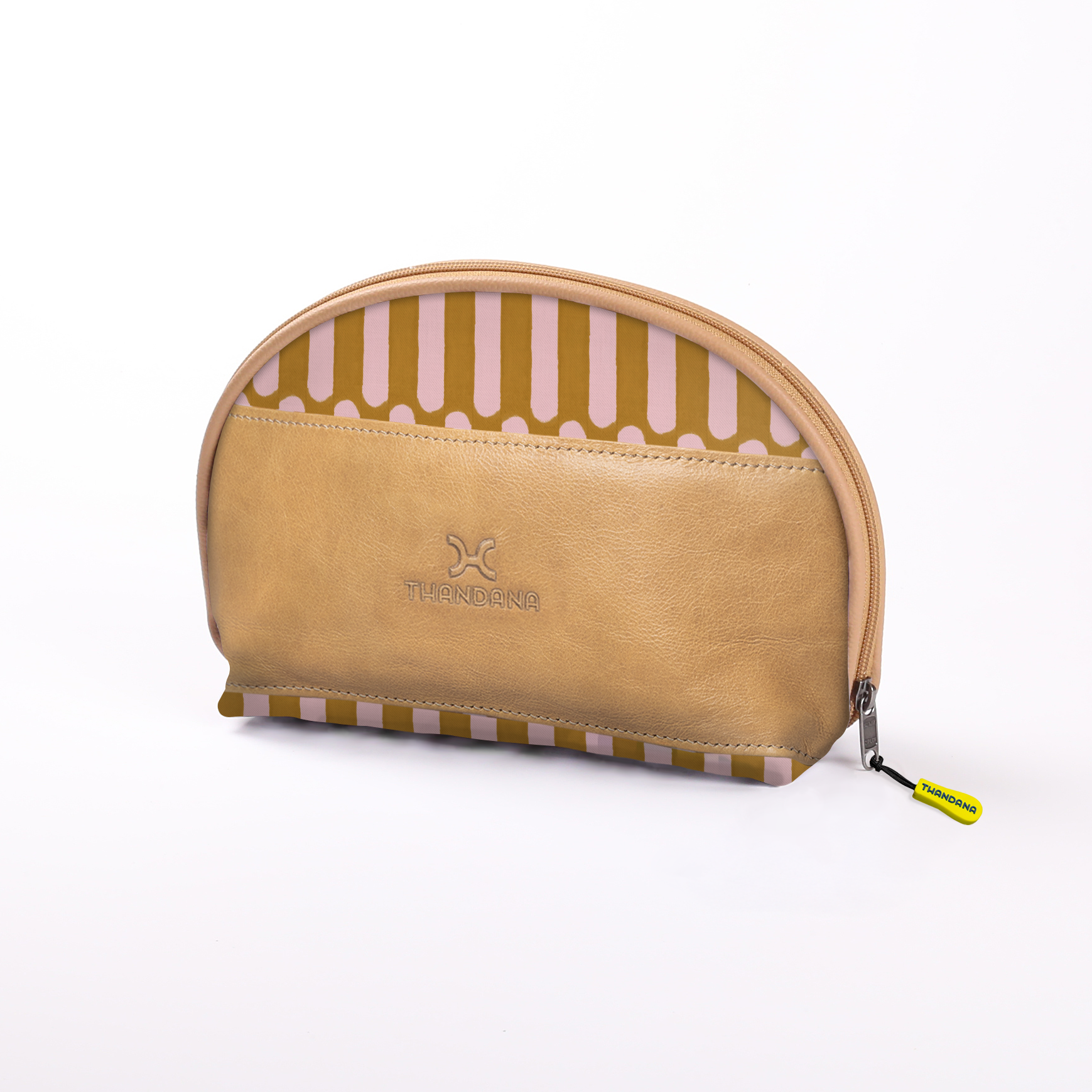 Big Mouth Extender Bag | Laminated Fabric Indie - Sunset / Chunky Zip Make Up Fabric Bag by Thandana