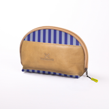 Big Mouth Extender Bag | Laminated Fabric Linear - Jet / Chunky Zip Make Up Fabric Bag by Thandana