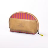 Big Mouth Extender Bag | Laminated Fabric Linear - Preppy / Chunky Zip Make Up Fabric Bag by Thandana