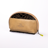 Big Mouth Extender Bag | Laminated Fabric Nomad Stripe - Coffee / Chunky Zip Make Up Fabric Bag by Thandana