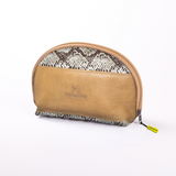 Big Mouth Extender Bag | Laminated Fabric Python - Moody / Chunky Zip Make Up Fabric Bag by Thandana