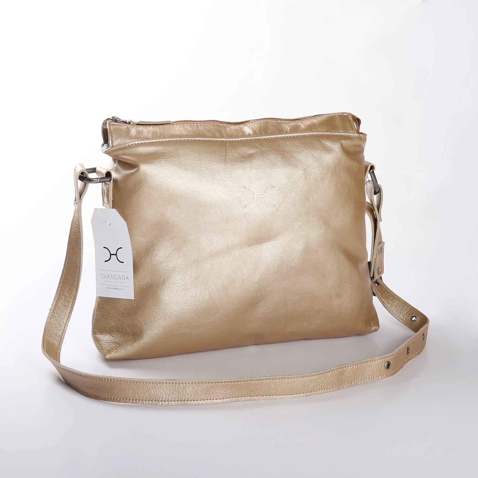 Boho Handbag | Genuine Leather Gold Leather / Gunmetal (default) Boho Handbag by Thandana