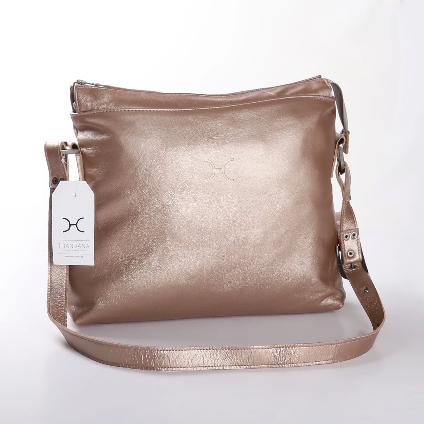 Boho Handbag | Genuine Leather Rose Gold Leather / Gunmetal (default) Boho Handbag by Thandana