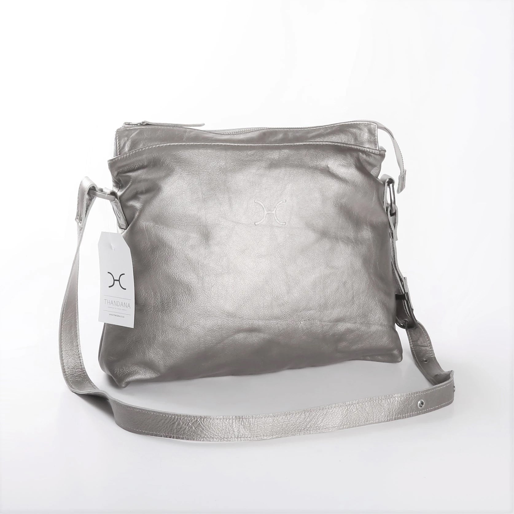 Boho Handbag | Genuine Leather Silver Leather / Gunmetal (default) Boho Handbag by Thandana