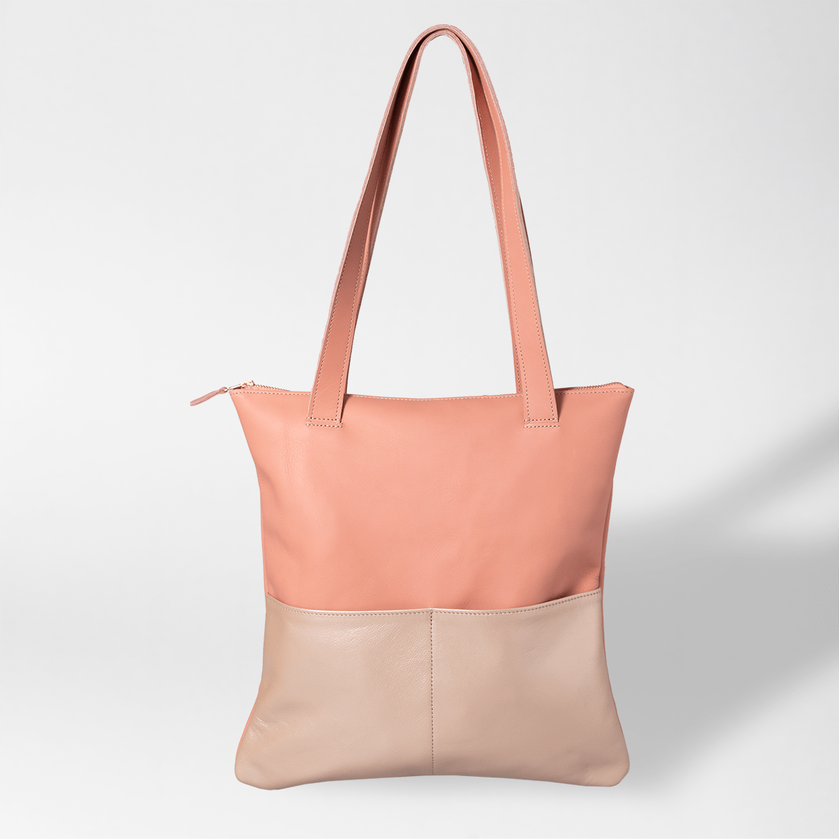 Book Bag Seasons | Genuine Leather Spring (Coral / Rose Gold Pockets) Handbag by Thandana
