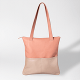 Book Bag Seasons | Genuine Leather Spring (Coral / Rose Gold Pockets) Handbag by Thandana