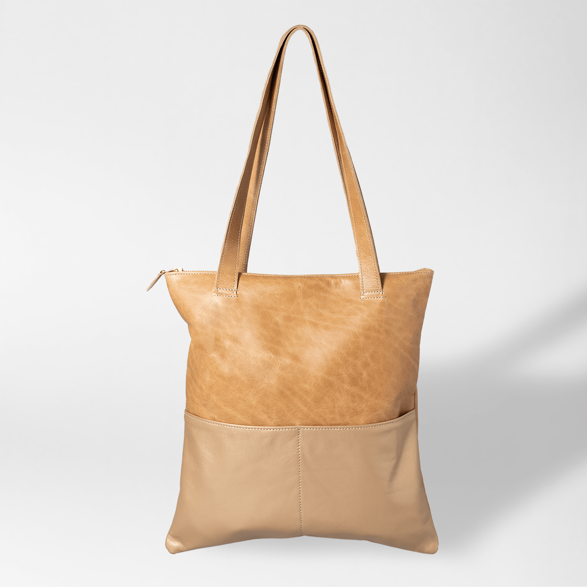 Book Bag Seasons | Genuine Leather Summer (Hazelnut/ Champagne Pockets) Handbag by Thandana
