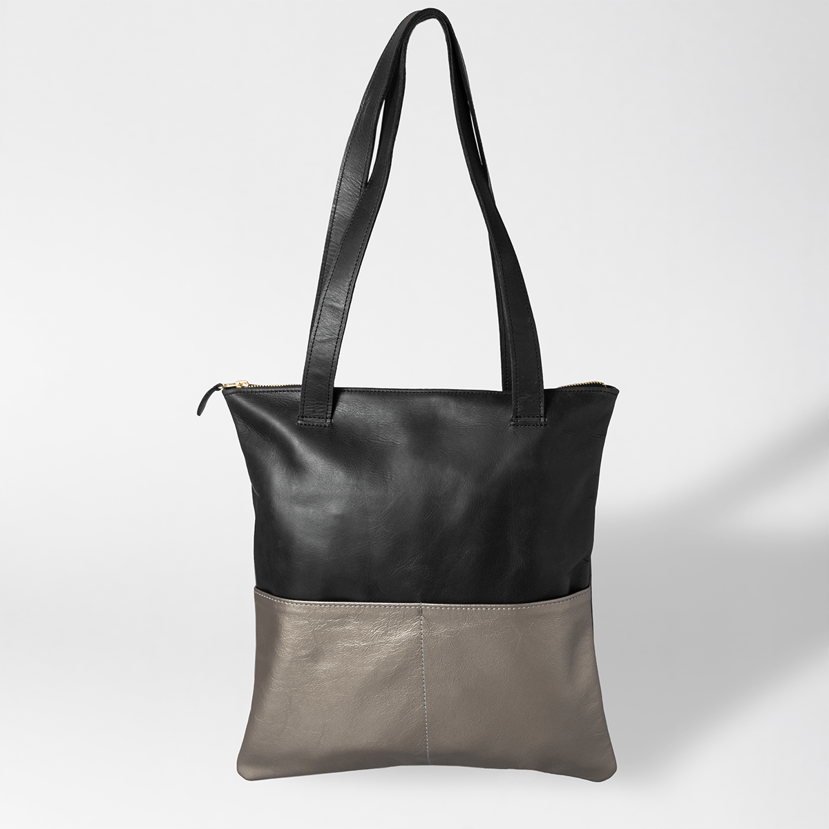 Book Bag Seasons | Genuine Leather Winter (Black / Pewter Pockets) Handbag by Thandana