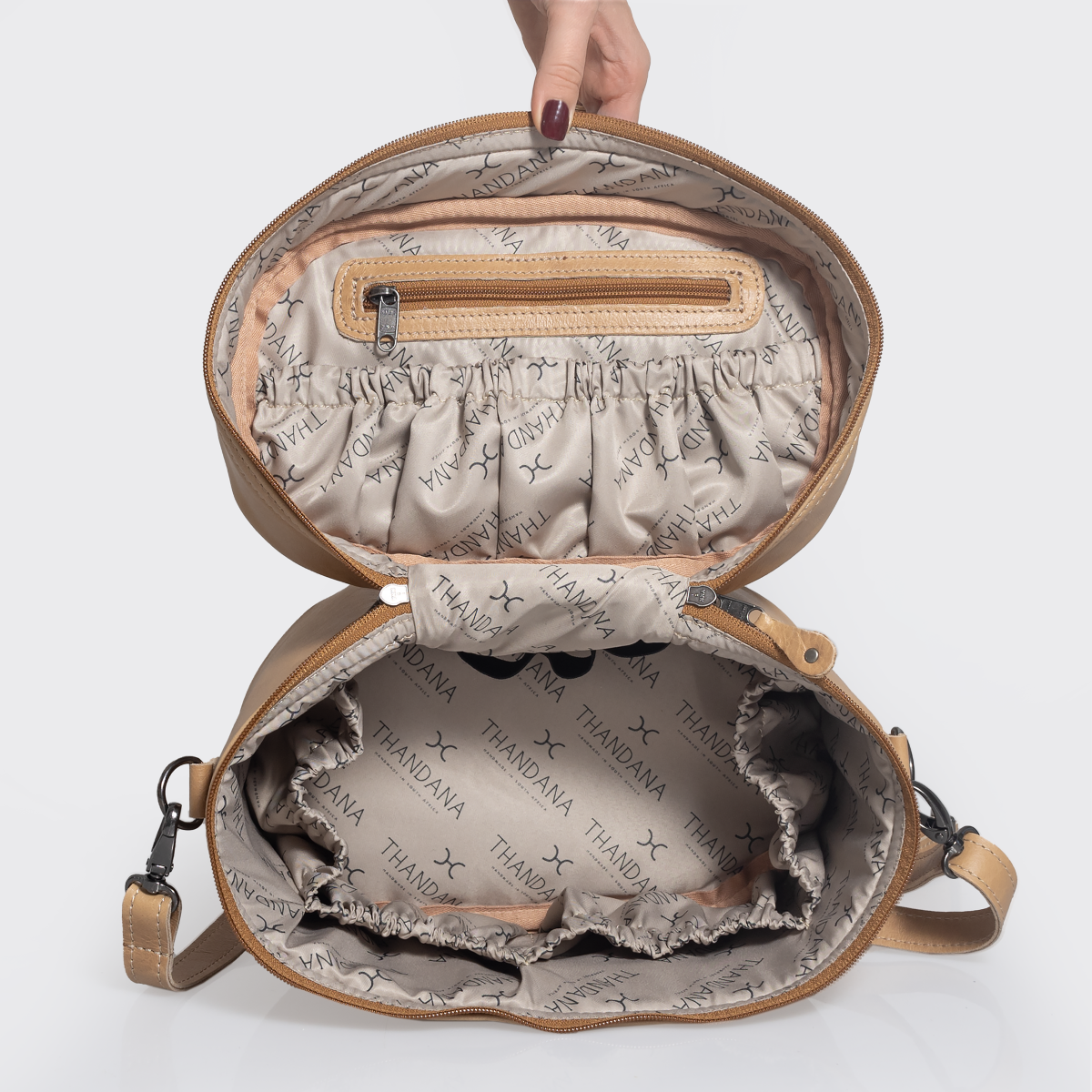 Bougie vanity beige | laminated fabric with genuine leather - vanity fabric