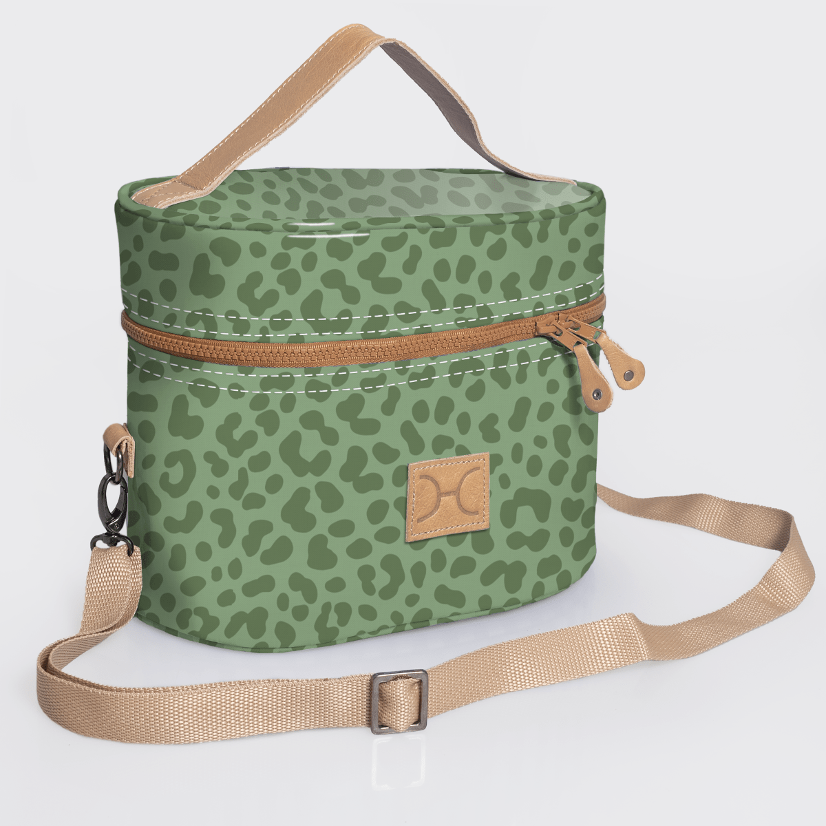 Bougie vanity beige | laminated fabric with genuine leather - cheetah - olive - vanity fabric