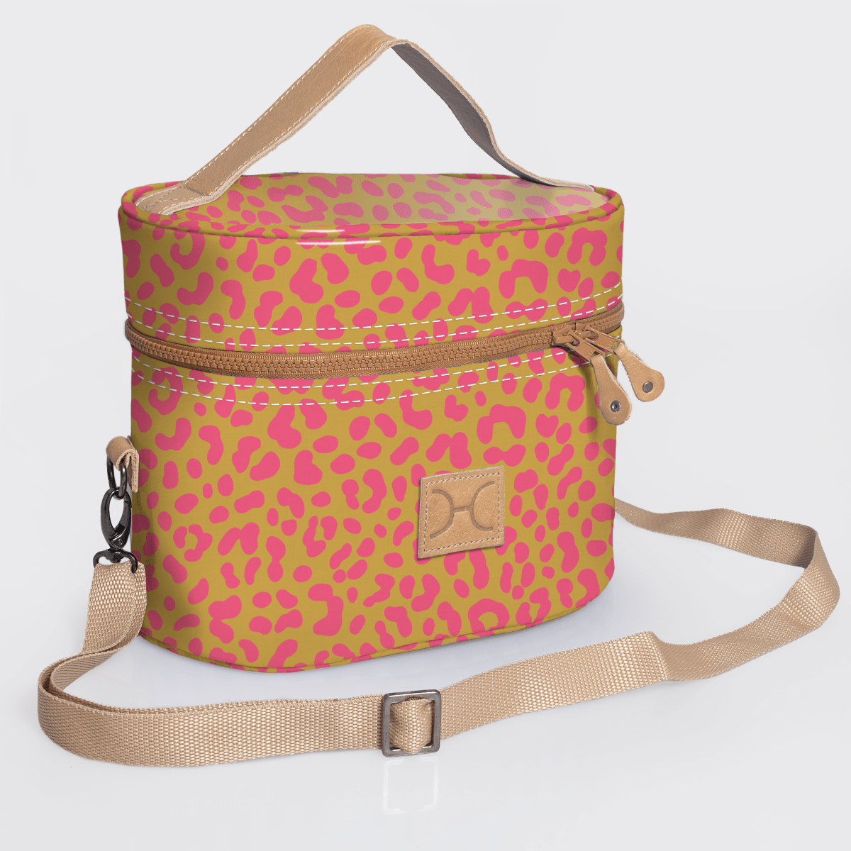 Bougie vanity beige | laminated fabric with genuine leather - cheetah - preppy - vanity fabric