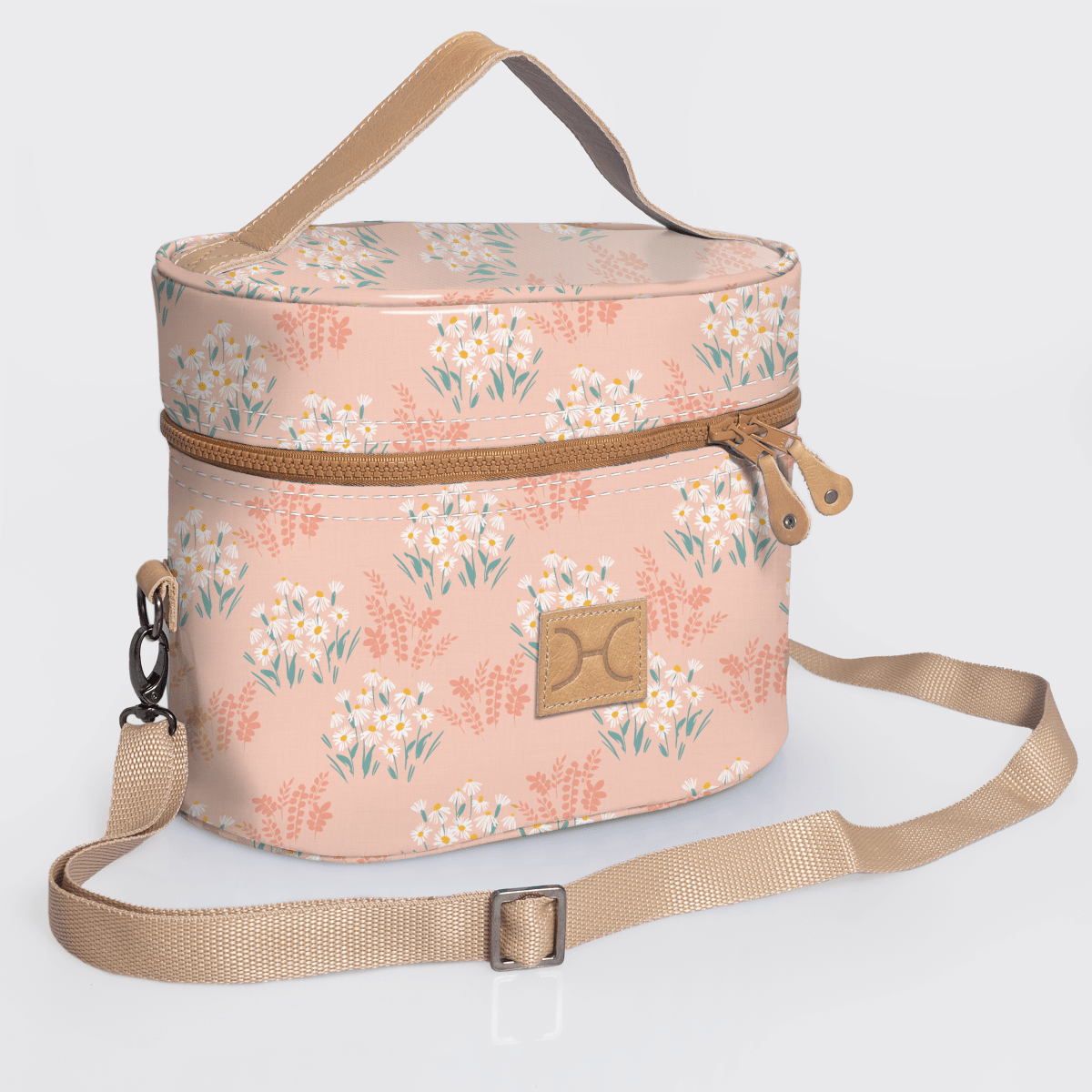 Bougie vanity beige | laminated fabric with genuine leather - crazy daisy - blush - vanity fabric
